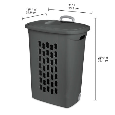 Sterilite Ultra Wheeled Hamper, Laundry Basket w/Lid & Handle, Flat Grey, 3 Pack - VMInnovations