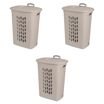 Sterilite Ultra Wheeled Hamper, Laundry Basket with Lid and Handle, Grey, 3 Pack - VMInnovations