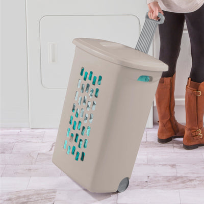Sterilite Ultra Wheeled Hamper, Laundry Basket with Lid and Handle, Grey, 3 Pack - VMInnovations
