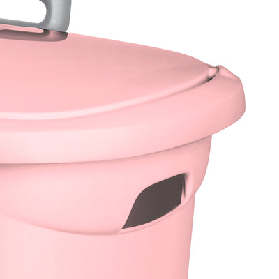 Sterilite Ultra Wheeled Hamper, Laundry Basket w/Lid & Handle,Pink Frost, 3 Pack - VMInnovations