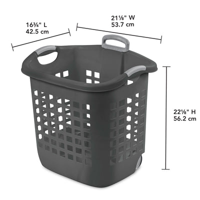 Sterilite Ultra Wheeled Laundry Basket, 1.7 Bushel with Handles, Grey, 4 Pack - VMInnovations