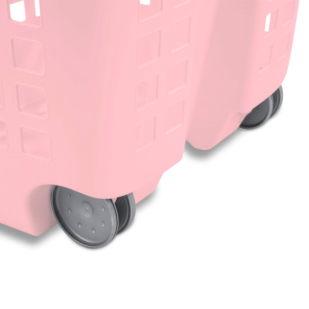 Sterilite Ultra Wheeled Laundry Basket, 1.7 Bushel with Handles, Pink, 4 Pack