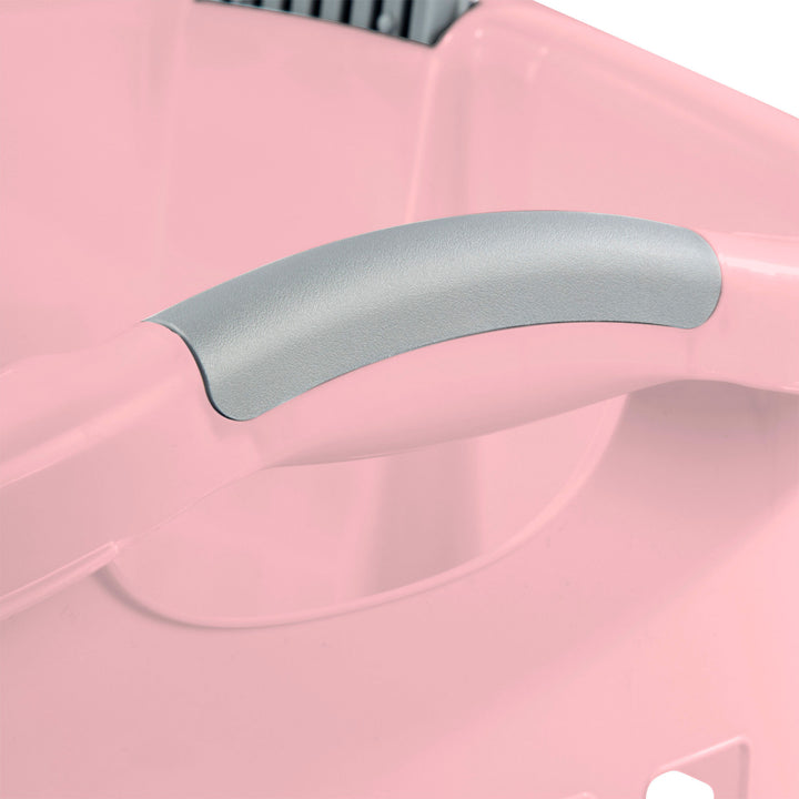 Sterilite Ultra Wheeled Laundry Basket, 1.7 Bushel with Handles, Pink, 4 Pack