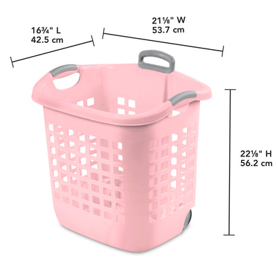 Sterilite Ultra Wheeled Laundry Basket, 1.7 Bushel with Handles, Pink, 4 Pack - VMInnovations