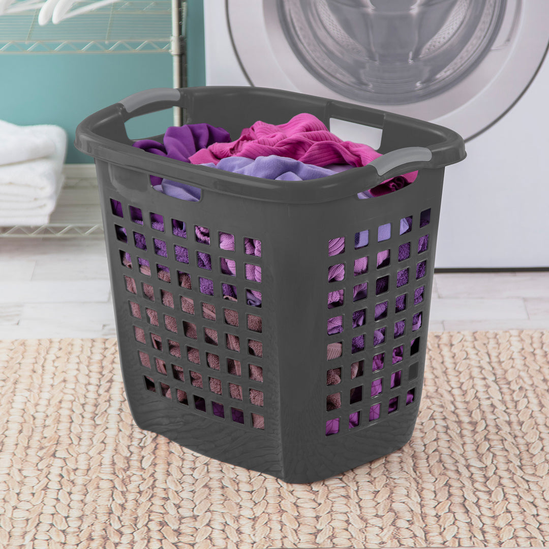 Sterilite Ultra Easy Carry Laundry Basket, 2.1 Bushel with Handles, Grey, 4 Pack