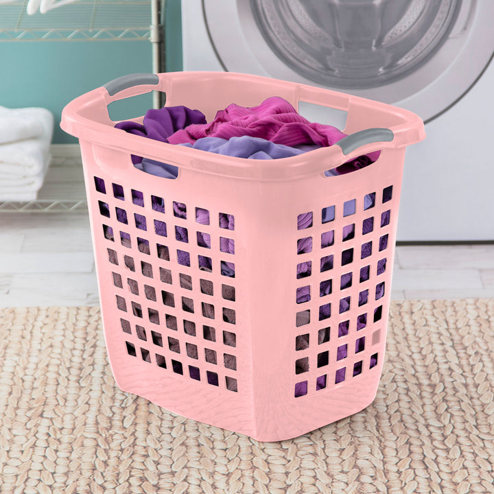 Sterilite Ultra Easy Carry Laundry Basket, 2.1 Bushel, Plastic, Pink, 4 Pack - VMInnovations