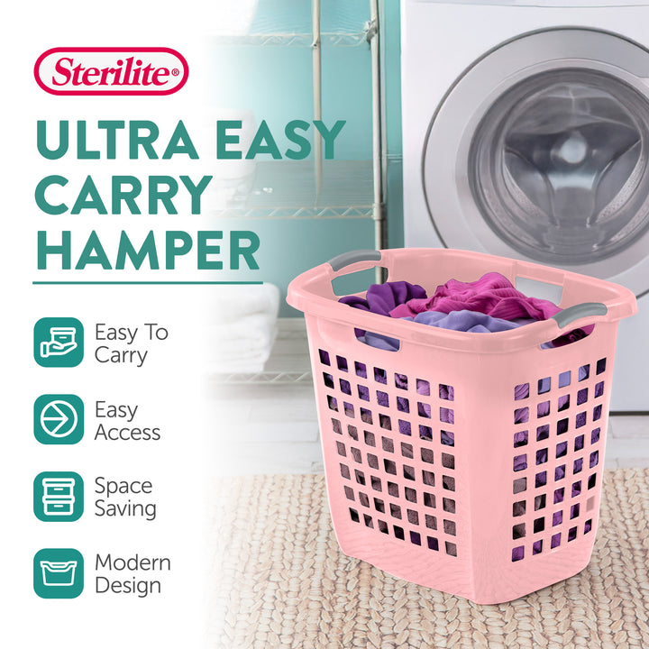 Sterilite Ultra Easy Carry Laundry Basket, 2.1 Bushel, Plastic, Pink, 4 Pack - VMInnovations