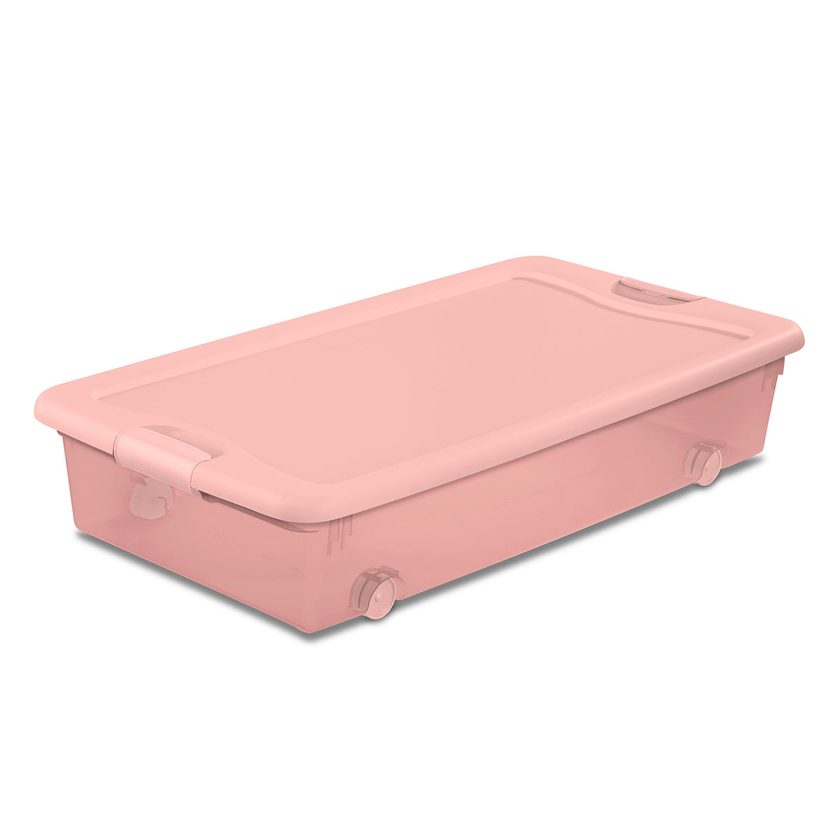 Sterilite 56 Qt Wheeled Under Bed Storage Container Plastic Bin, Blush, 12 Pack