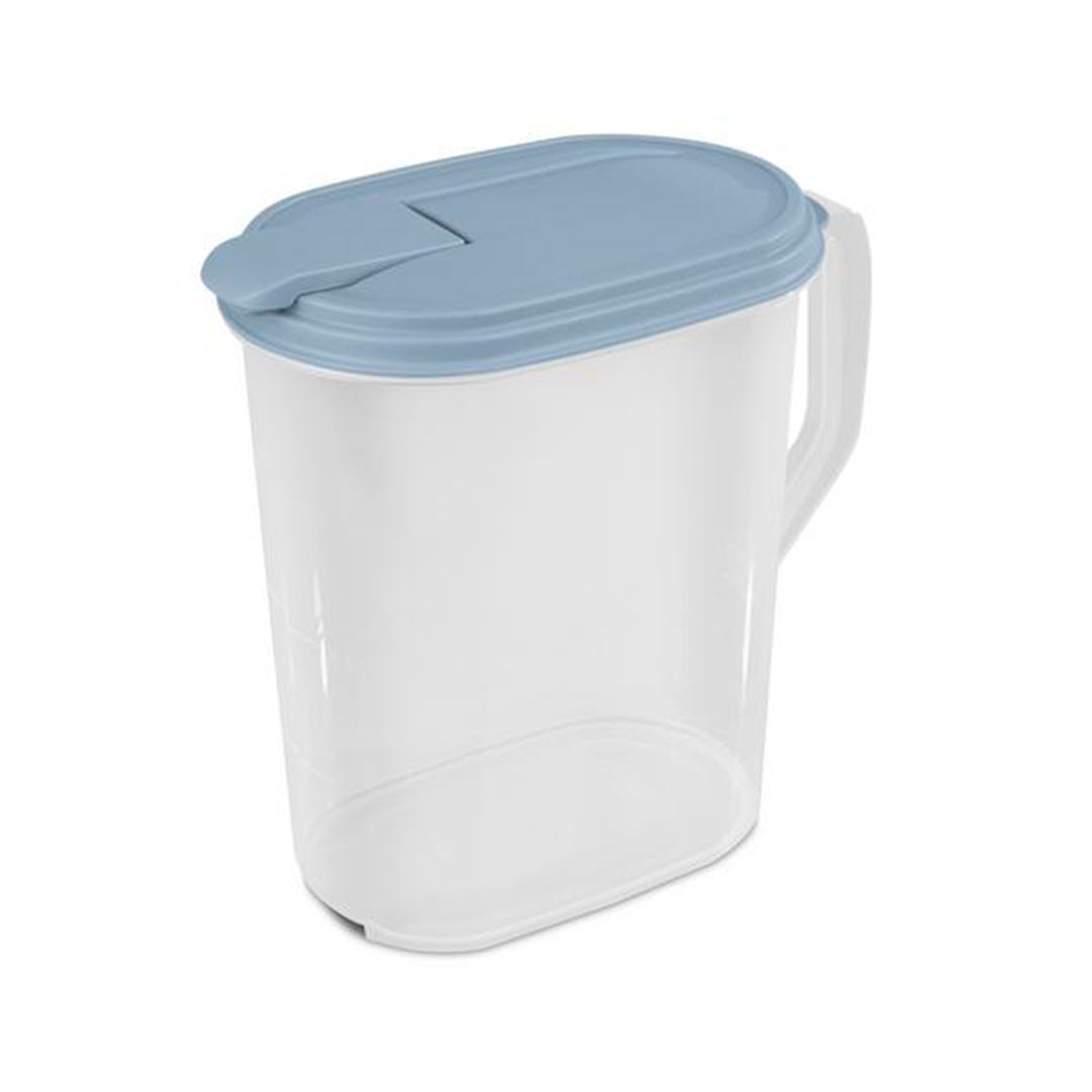 Sterilite 1 Gallon Plastic Hinged Pitcher w/ Comfort Grip Handle, Blue, 24 Pack