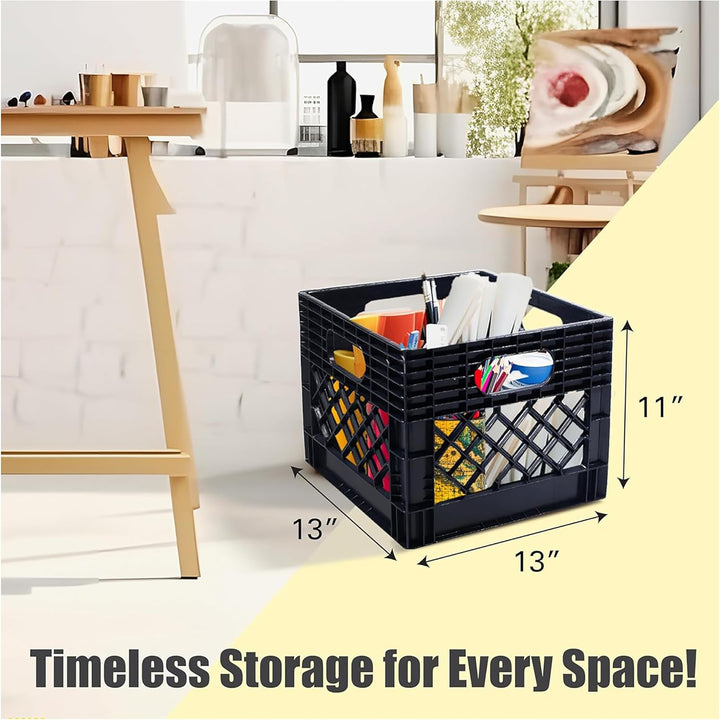 ORGANIZE-IT! Storage Milk Crate, Heavy-Duty Versatile Organizers, Black, 4 Pack