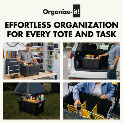 ORGANIZE-IT! 6 Slot Tote Dividers for 27 Gal Storage Containers, Yellow, (Used)