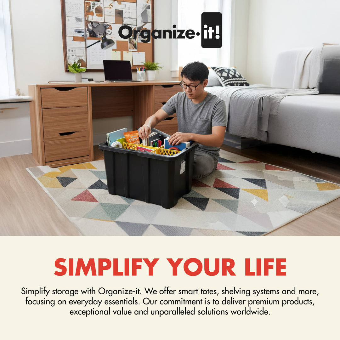 ORGANIZE-IT! 6 Slot Tote Dividers for 27 Gal Containers, Yellow, 4pk (Open Box)