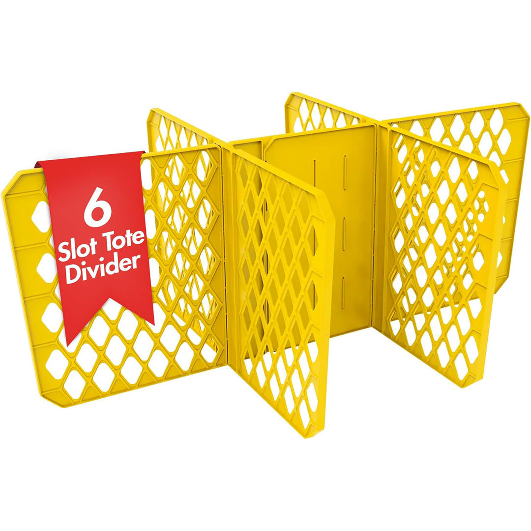 ORGANIZE-IT! 6 Slot Tote Dividers for 27 Gal Storage Containers, Yellow, 4 Pack
