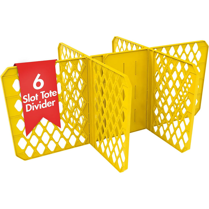ORGANIZE-IT! 6 Slot Tote Dividers for 27 Gal Storage Containers, Yellow, 4 Pack