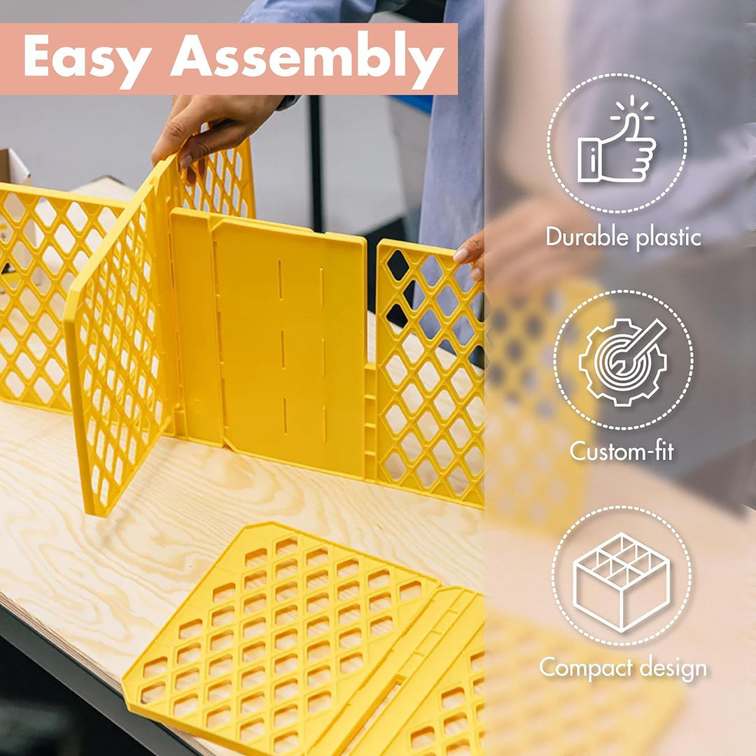 ORGANIZE-IT! 6 Slot Tote Dividers for 27 Gal Storage Containers, Yellow, 4 Pack
