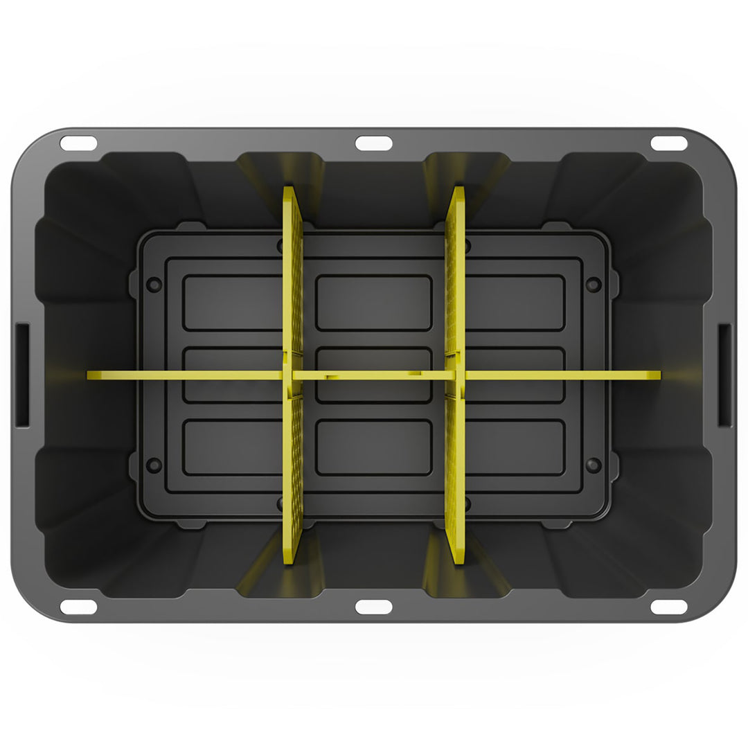 ORGANIZE-IT! 6 Slot Tote Dividers for 27 Gal Storage Containers, Yellow, 4 Pack