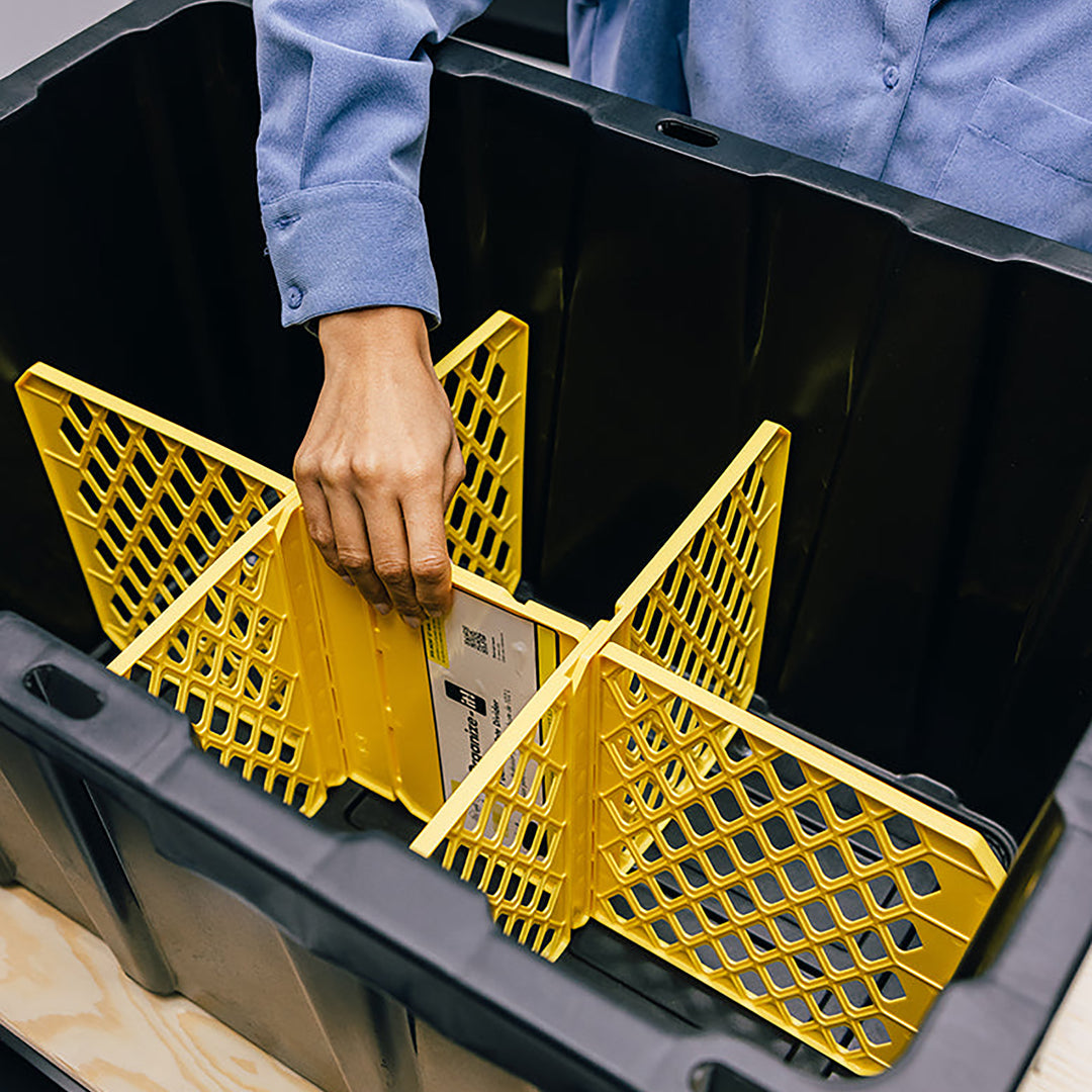 ORGANIZE-IT! 6 Slot Tote Dividers for 27 Gal Storage Containers, Yellow, 4 Pack