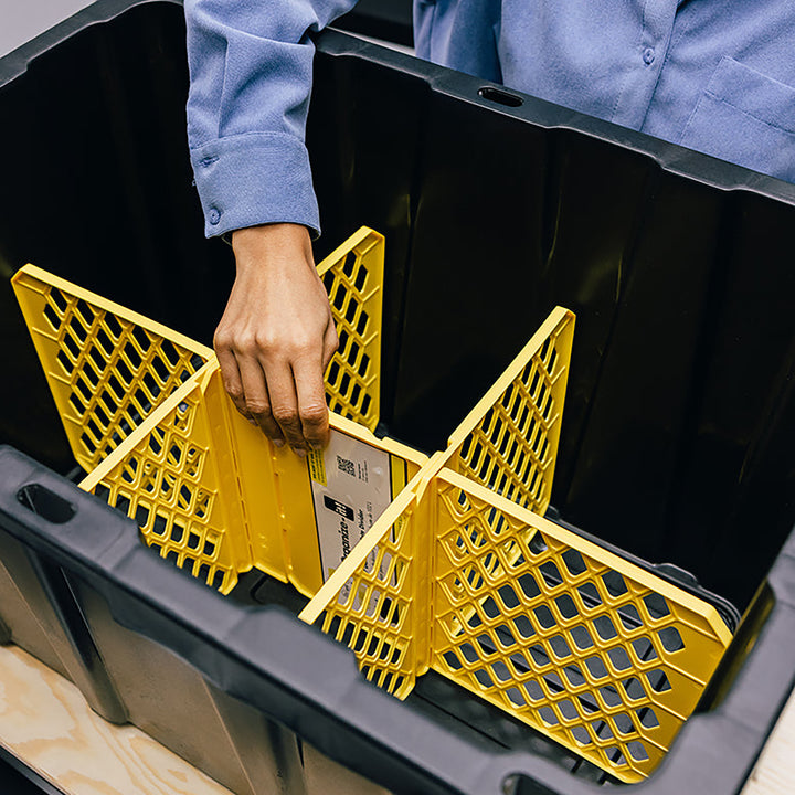 ORGANIZE-IT! 6 Slot Tote Dividers for 27 Gal Storage Containers, Yellow, 4 Pack
