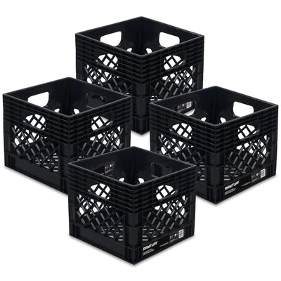 Ramtuff Storage Milk Crate, Plastic Organizer Box, 250lb Capacity (Open Box) - VMInnovations