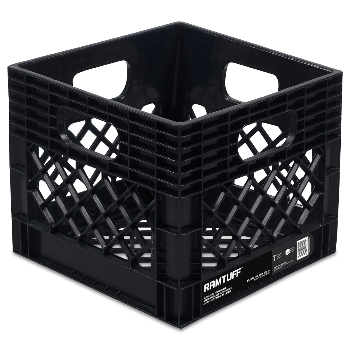 Ramtuff Storage Milk Crate, Plastic Organizer Box, 250lb Capacity, (Open Box)