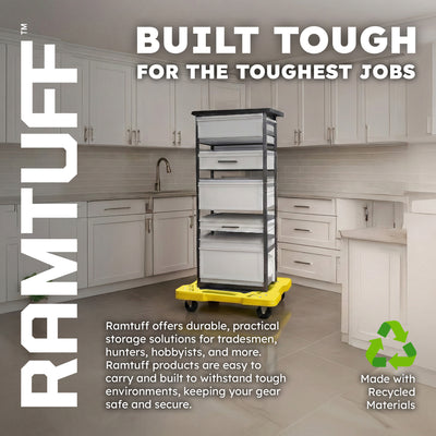 Ramtuff 4 Pack Stackable Storage Container and 4 Pack Connectable Moving Dolly - VMInnovations