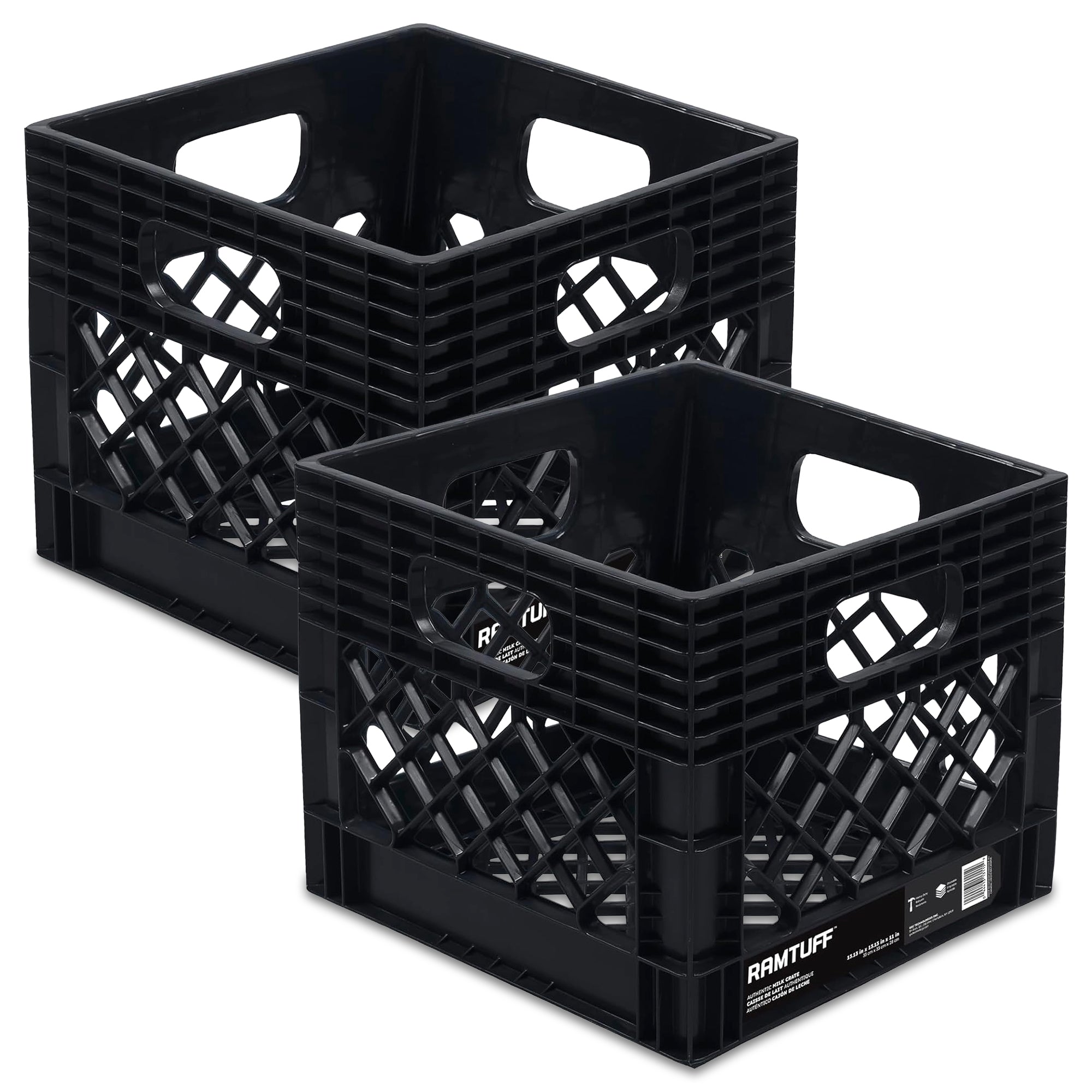 Ramtuff Storage Milk Crate, Plastic Organizer Box, 250lb Capacity, (Open Box) - VMInnovations