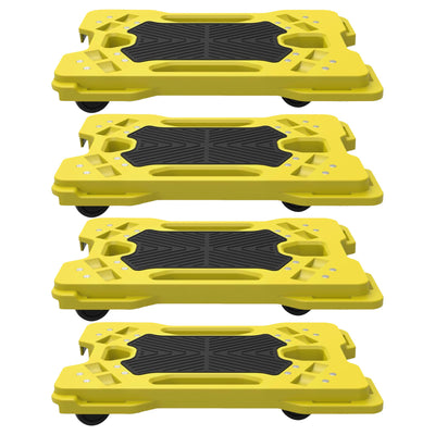 Ramtuff Connectable Moving Dolly, Sturdy Plastic Cart w/ Wheels, Yellow, 4 Pack - VMInnovations