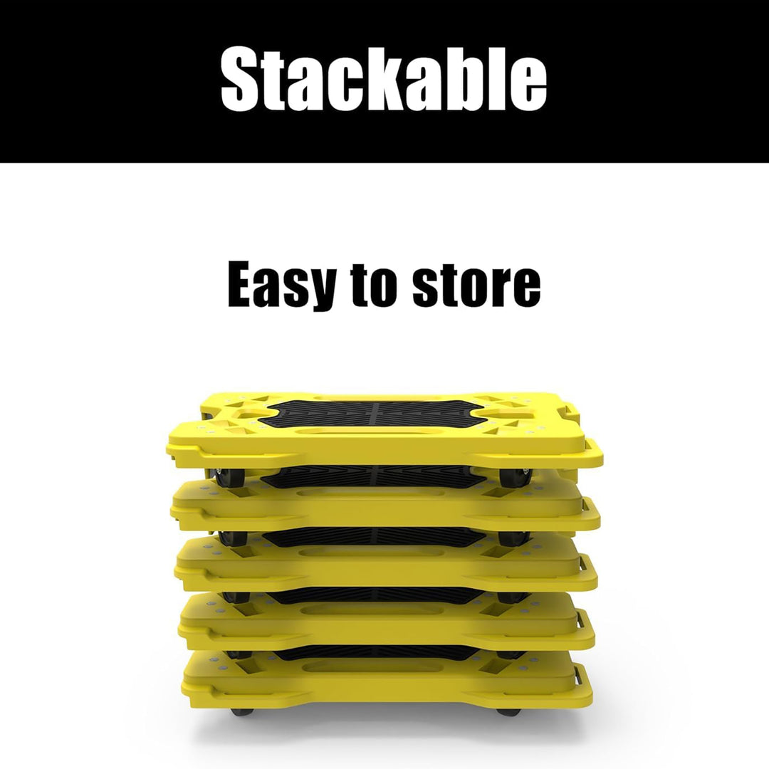 Ramtuff Connectable Moving Dolly, Sturdy Plastic Cart w/ Wheels, Yellow, 4 Pack