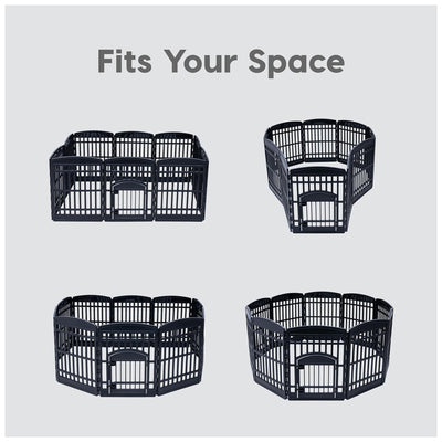 IRIS Pet Playpen, 34.5" Plastic Medium or Large Dog Animal Cage with Door, Black - VMInnovations