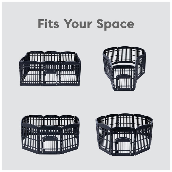 IRIS Pet Playpen, 34.5" Plastic Medium or Large Dog Animal Cage, Blk (Open Box)