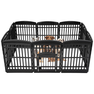 IRIS Pet Playpen, 34.5" Plastic Medium or Large Dog Animal Cage, Blk (Open Box) - VMInnovations