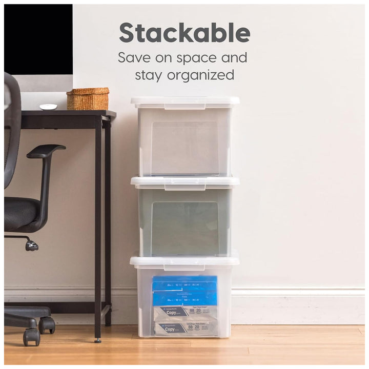 IRIS USA Plastic File Box w/ Lids, Letter/Legal Storage Organizer (Open Box)