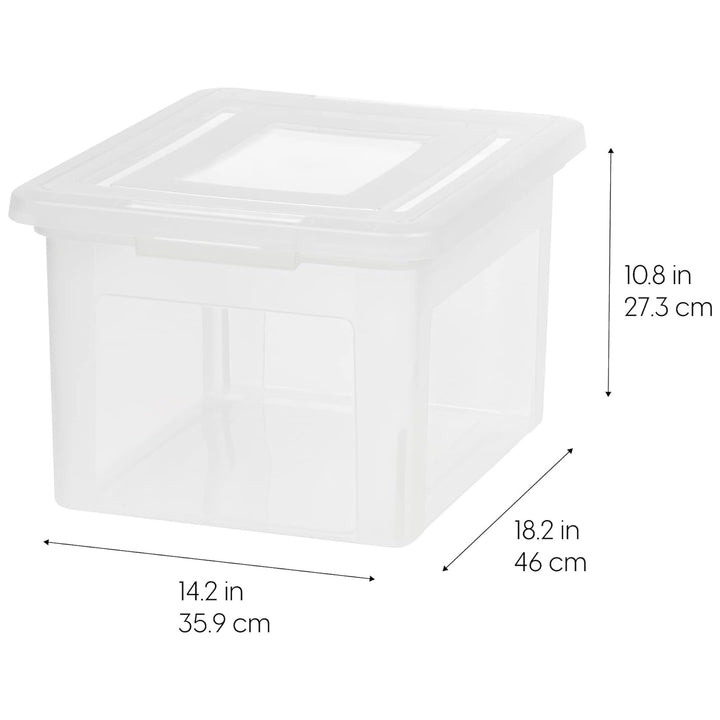 IRIS USA Plastic File Box w/ Lids, Letter/Legal Storage Organizer, 35 Qt, 4-Pack