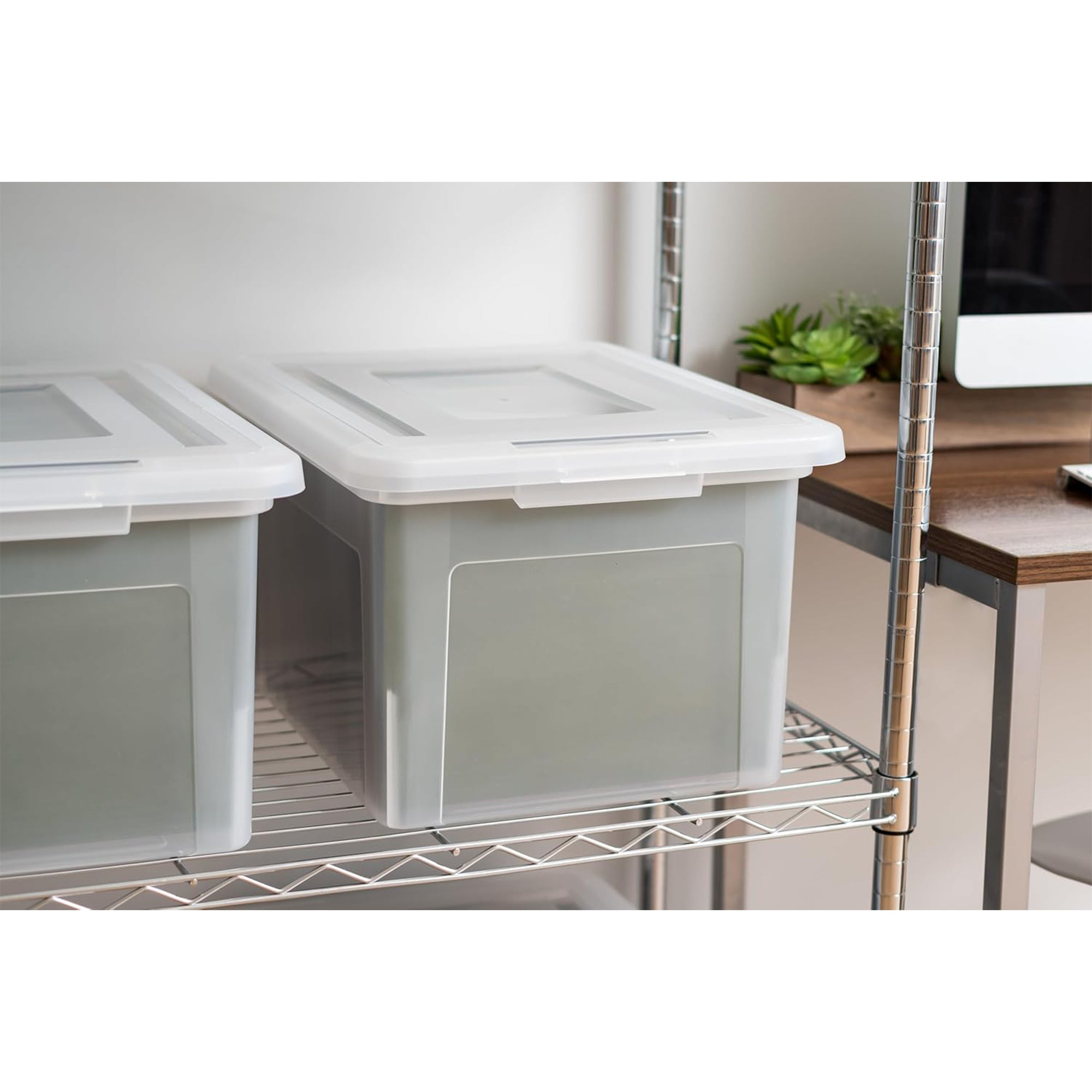 IRIS USA Plastic File Box w/ Lids, Letter/Legal Storage, 35Qt, 4pk (Used)