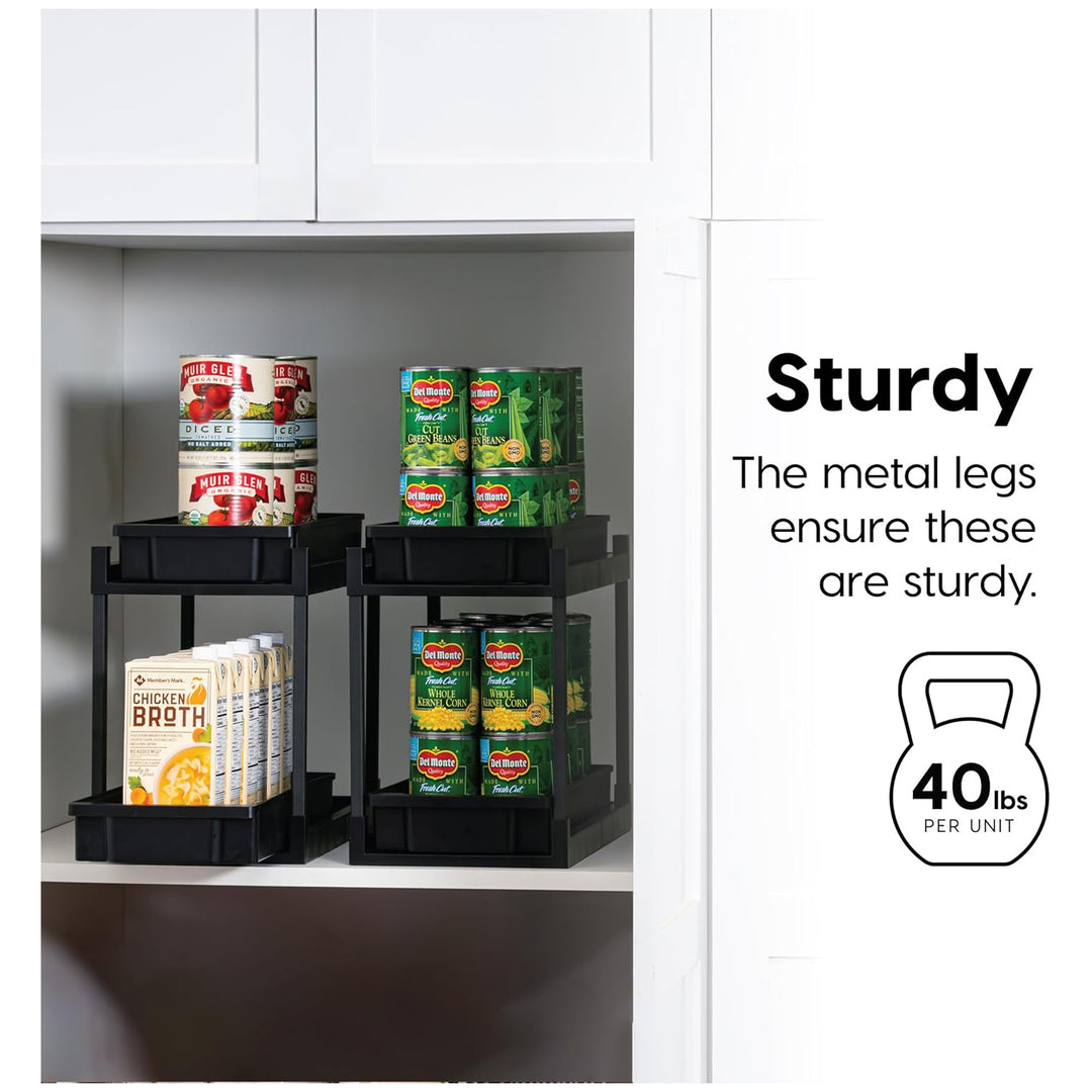 IRIS USA 2-Tier Under Sink Organizer, Pull-Out Storage Shelf for Home, 4-Pack