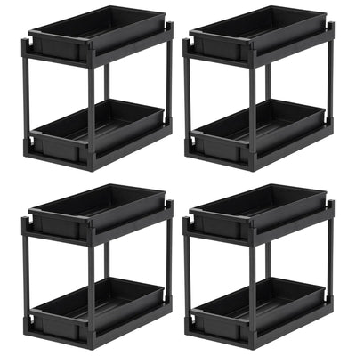 IRIS USA 2-Tier Under Sink Organizer, Pull-Out Storage Shelf for Home, 4-Pack - VMInnovations