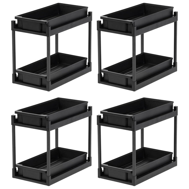 IRIS USA 2-Tier Under Sink Organizer, Pull-Out Storage Shelf for Home, 4-Pack