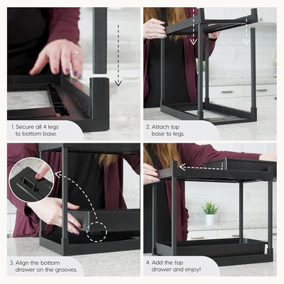 IRIS USA 2-Tier Under Sink Organizer, Pull-Out Storage Shelf for Home, 2-Pack - VMInnovations