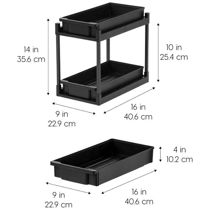 IRIS USA 2-Tier Under Sink Organizer, Pull-Out Storage Shelf for Home, 2-Pack