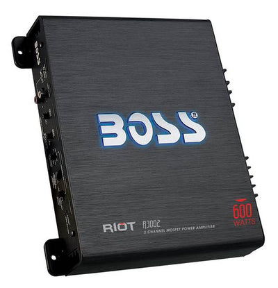 BOSS R3002 600W 2-Channel Car Amplifier and Boss 8 Gauge Amplifier Install Kit