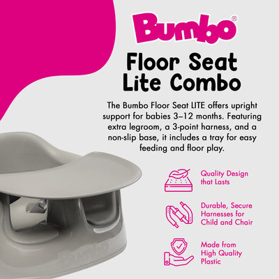 Bumbo Plastic Floor Seat Lite Baby Chair with Tray, 3-12 Months, Breige, 2 Pack