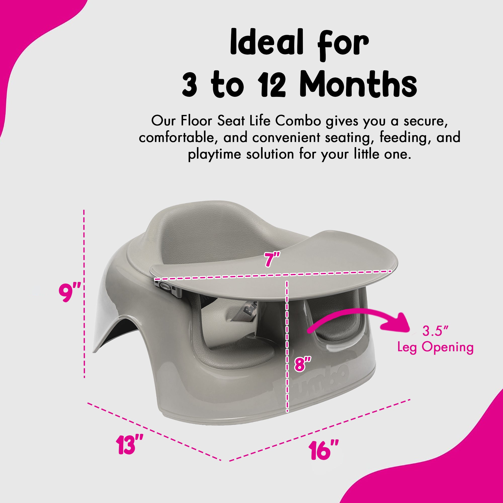 Bumbo Plastic Floor Seat Lite Baby Chair with Tray, 3-12 Months, Breige, 2 Pack