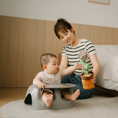 Bumbo Plastic Floor Seat Lite Baby Chair with Tray, 3-12 Months, Breige, 2 Pack