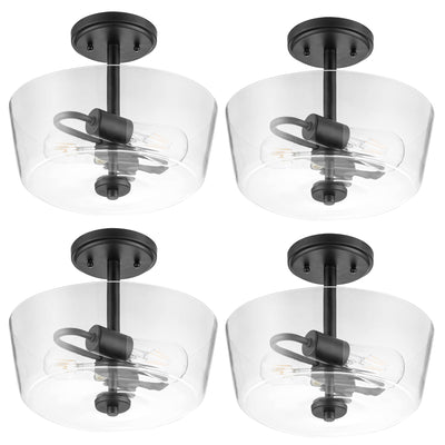 Prominence Home 4 Pack 2 Light Ceiling Fixture Clear Glass Lighting 13" Viktoria - VMInnovations