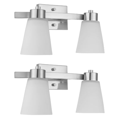 Prominence Home 2 Pack 2 Light Modern Bathroom Vanity Light with Frosted Glass