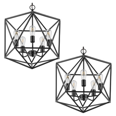 Prominence Home 2 Pack 5 Light Chandelier Pendant Lighting Fixture, Heleo, Black