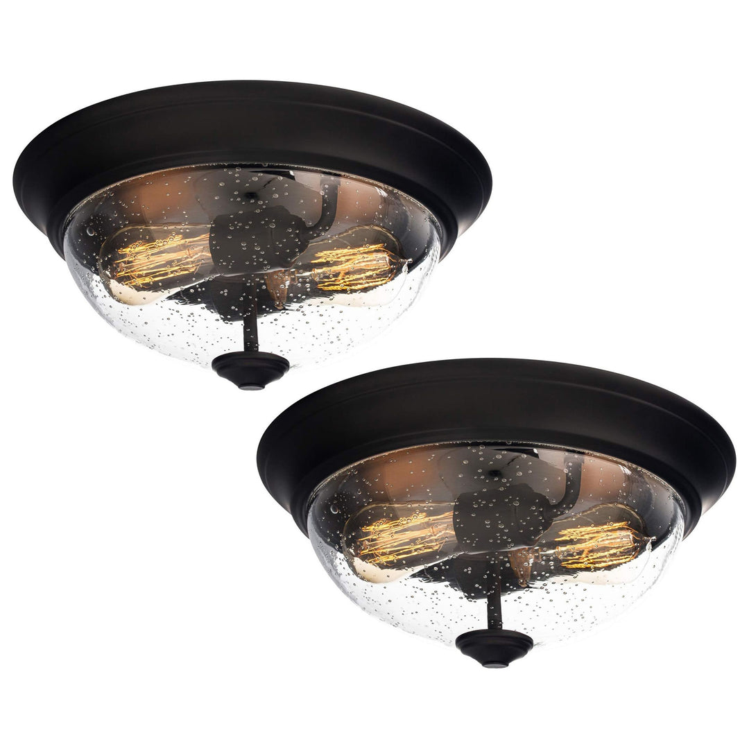 Prominence Home 2 Pack 13” Flush Mount Indoor Ceiling Light, Madalyn, Bronze