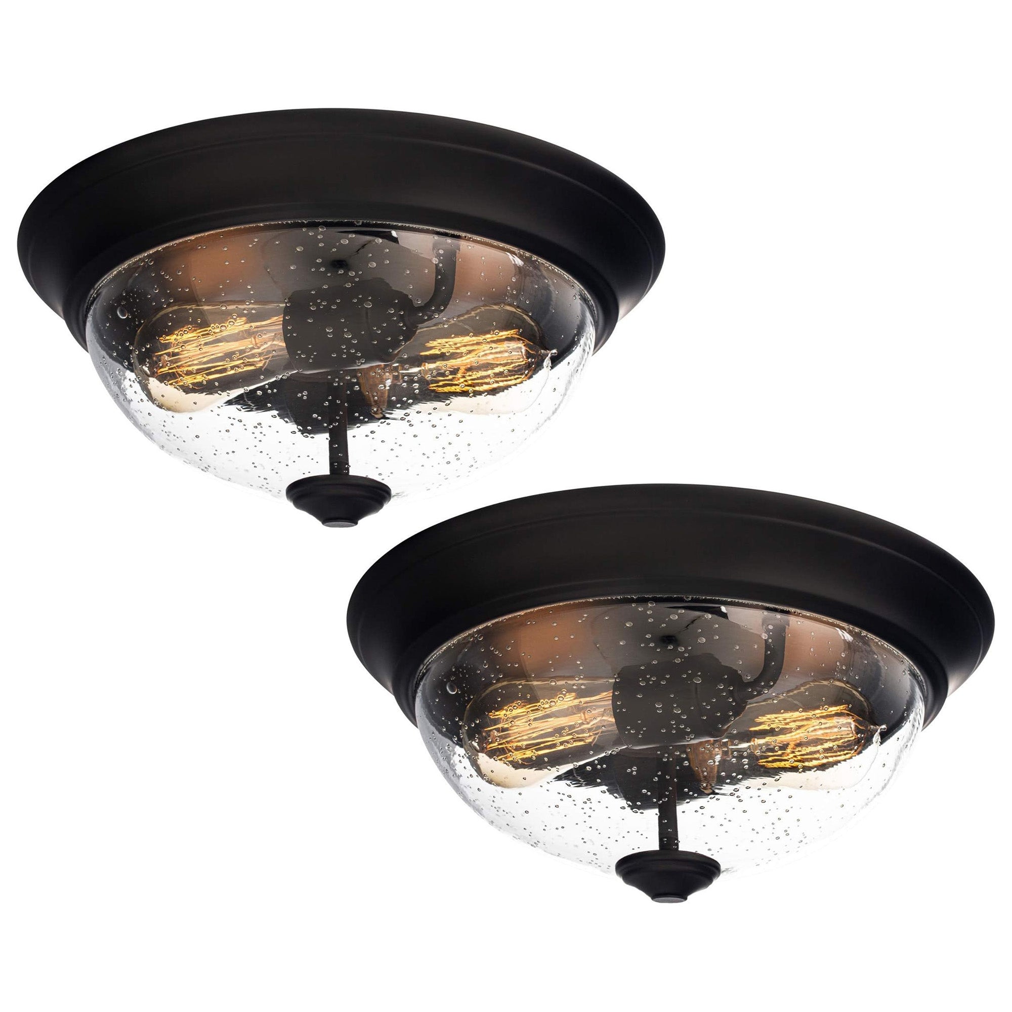 Prominence Home 2 Pack 13” Flush Mount Indoor Ceiling Light, Madalyn, Bronze - VMInnovations