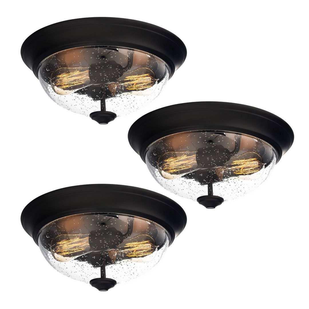 Prominence Home 3 Pack 13” Flush Mount Indoor Ceiling Light, Madalyn, Bronze