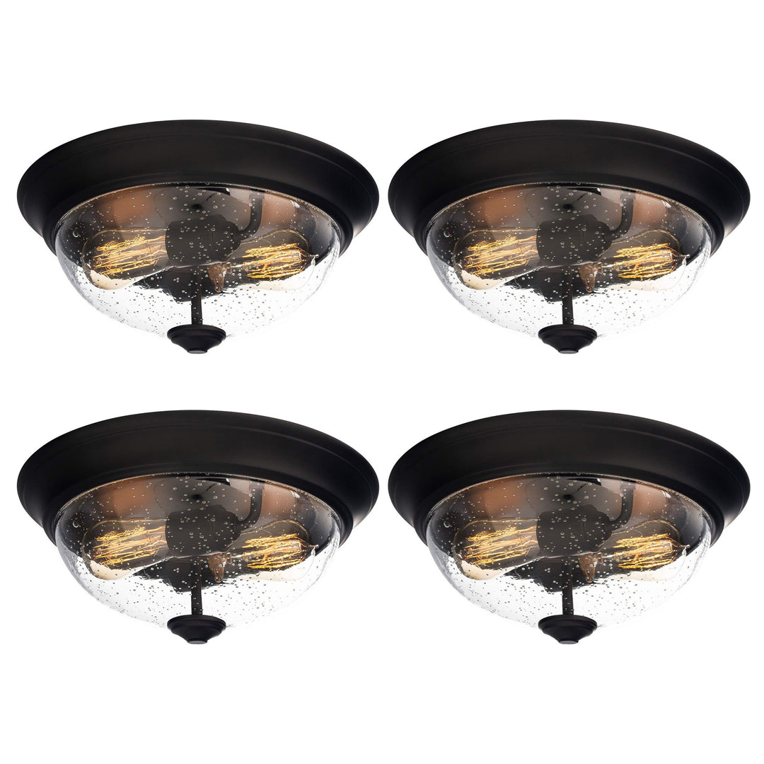 Prominence Home 4 Pack 13” Flush Mount Indoor Ceiling Light, Madalyn, Bronze